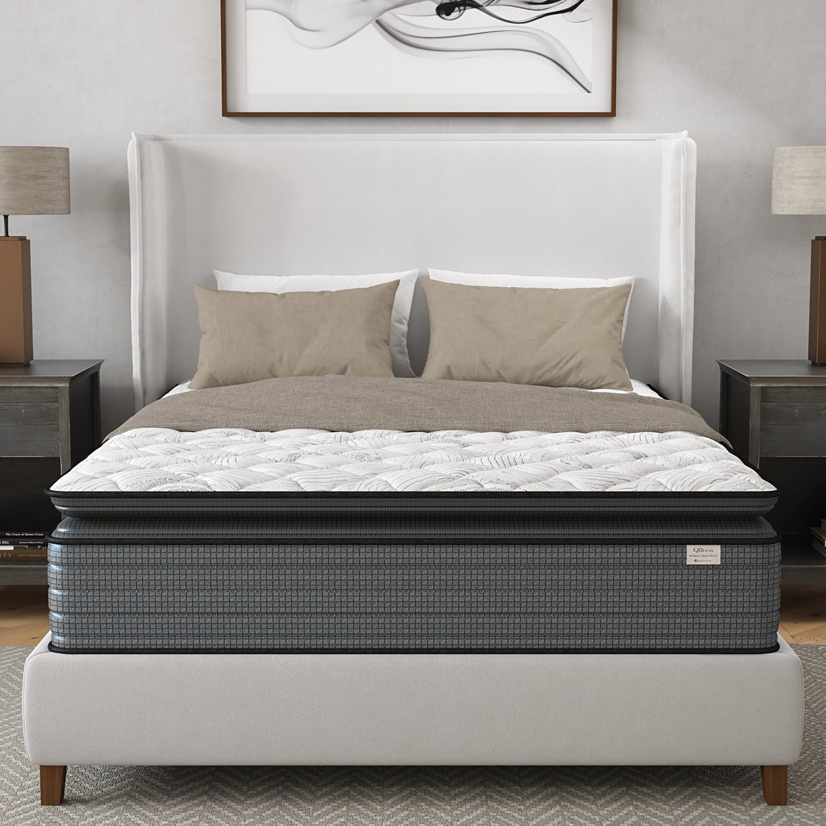 NapQueen Isabella 14'', Queen Hybrid Pillow Top Mattress, A, Fiberglass-Free, Adult