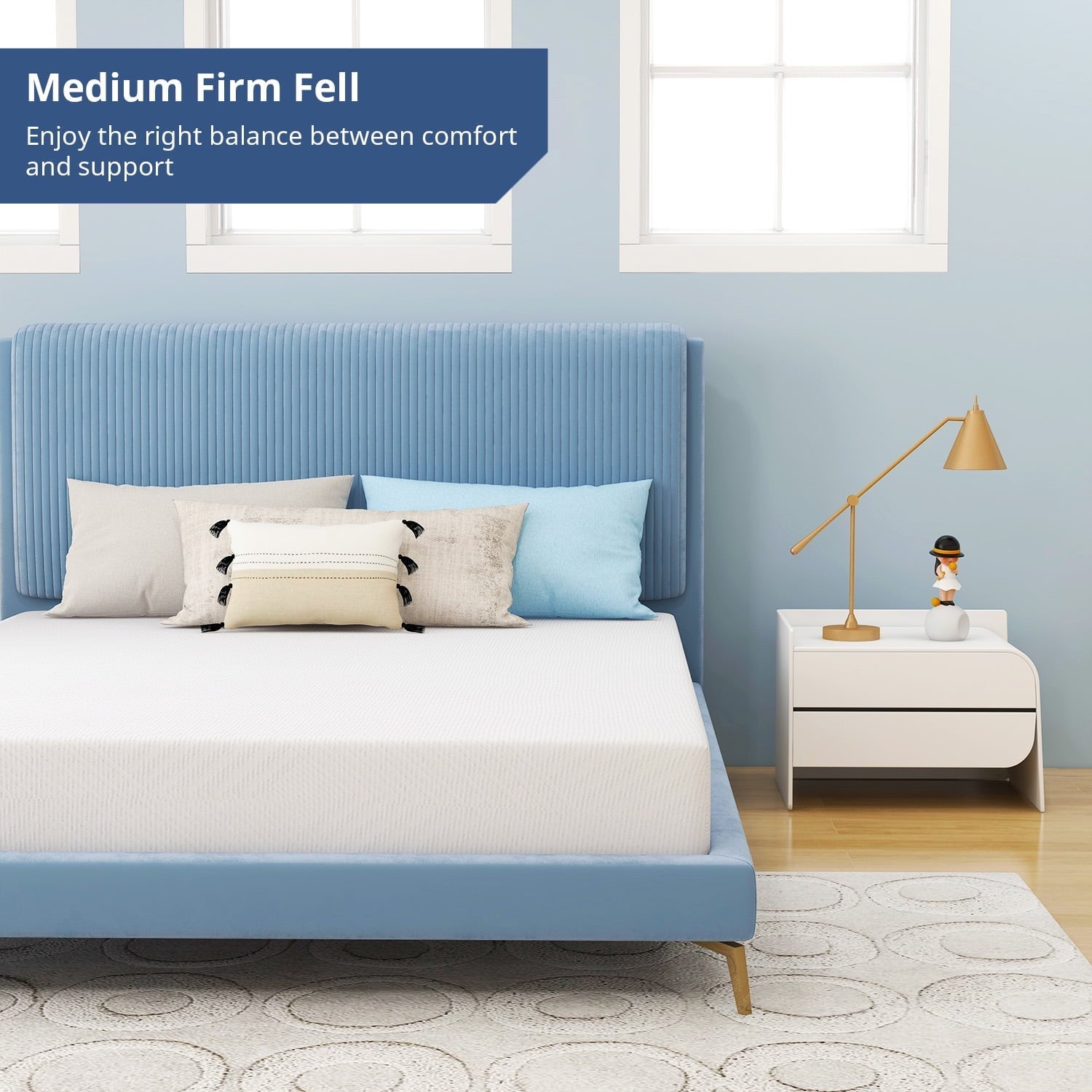 Queen Mattress, 12 inch Memory Foam Mattress, Medium Firm Cool Gel Foam Mattress with Breathable Soft Fabric Cover, Made in USA,White