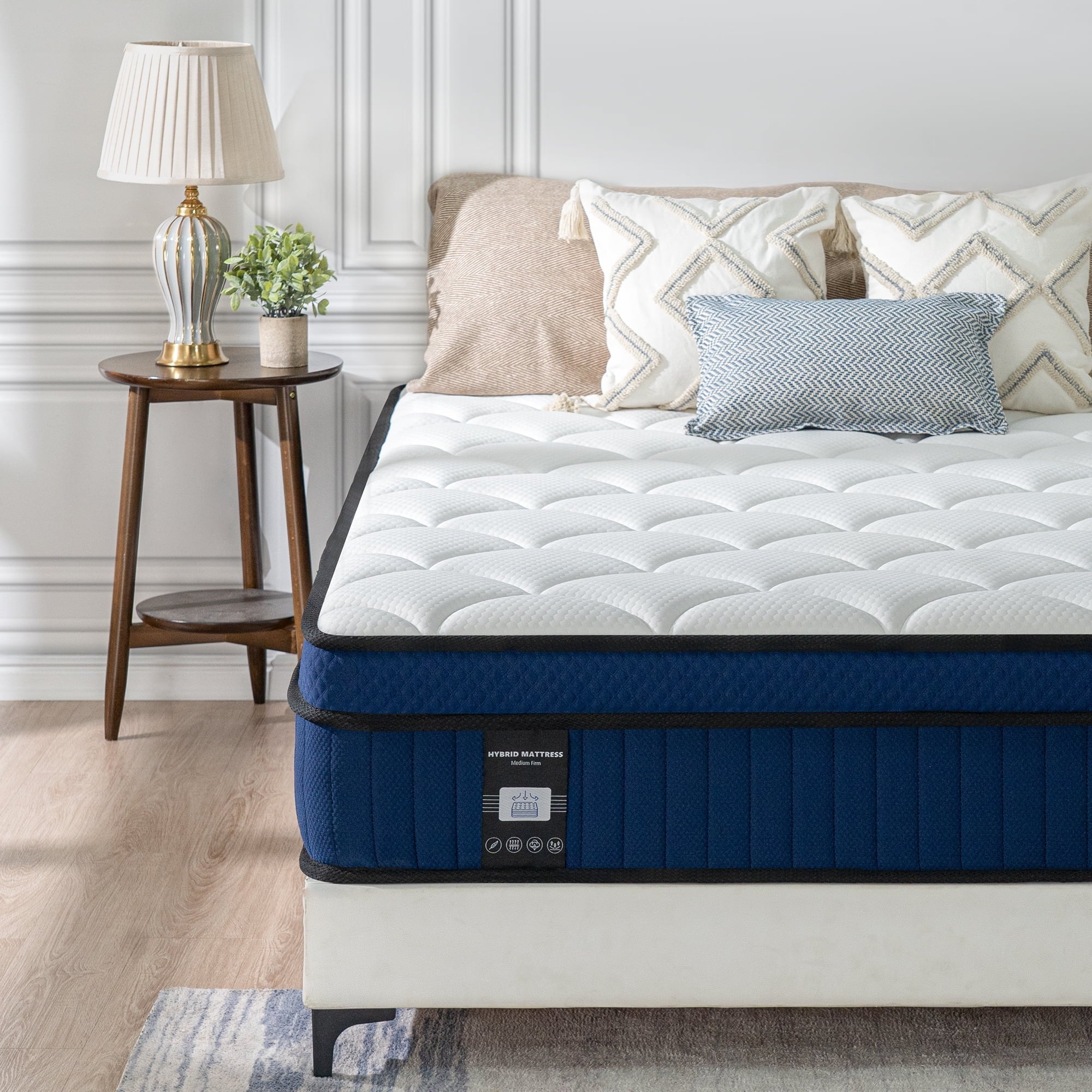 Queen Rose 12' 'Queen Medium Hybrid Mattress, With Pocket Spring , Bed in-a-Box
