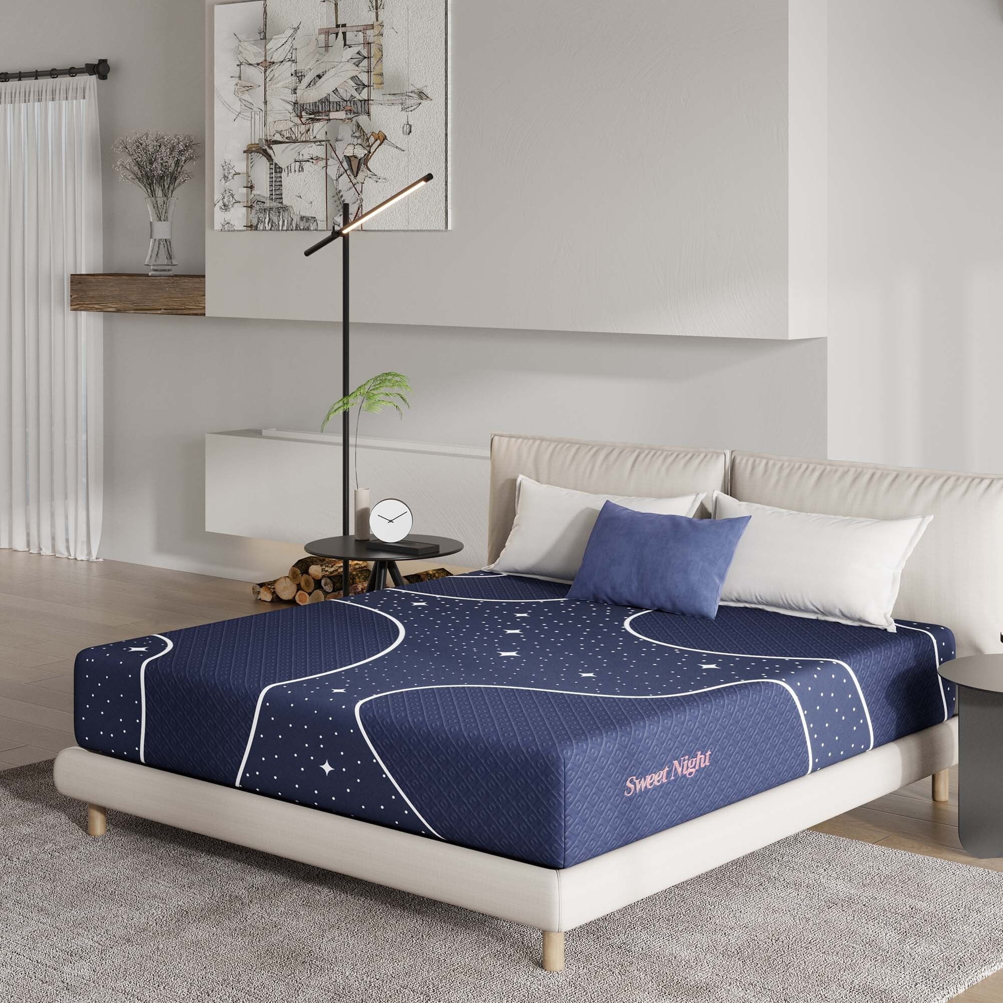 Sweetnight Starry Dark 12'' CertiPUR-US Certified Adult Pocket Spring Hybrid Mattress King Size