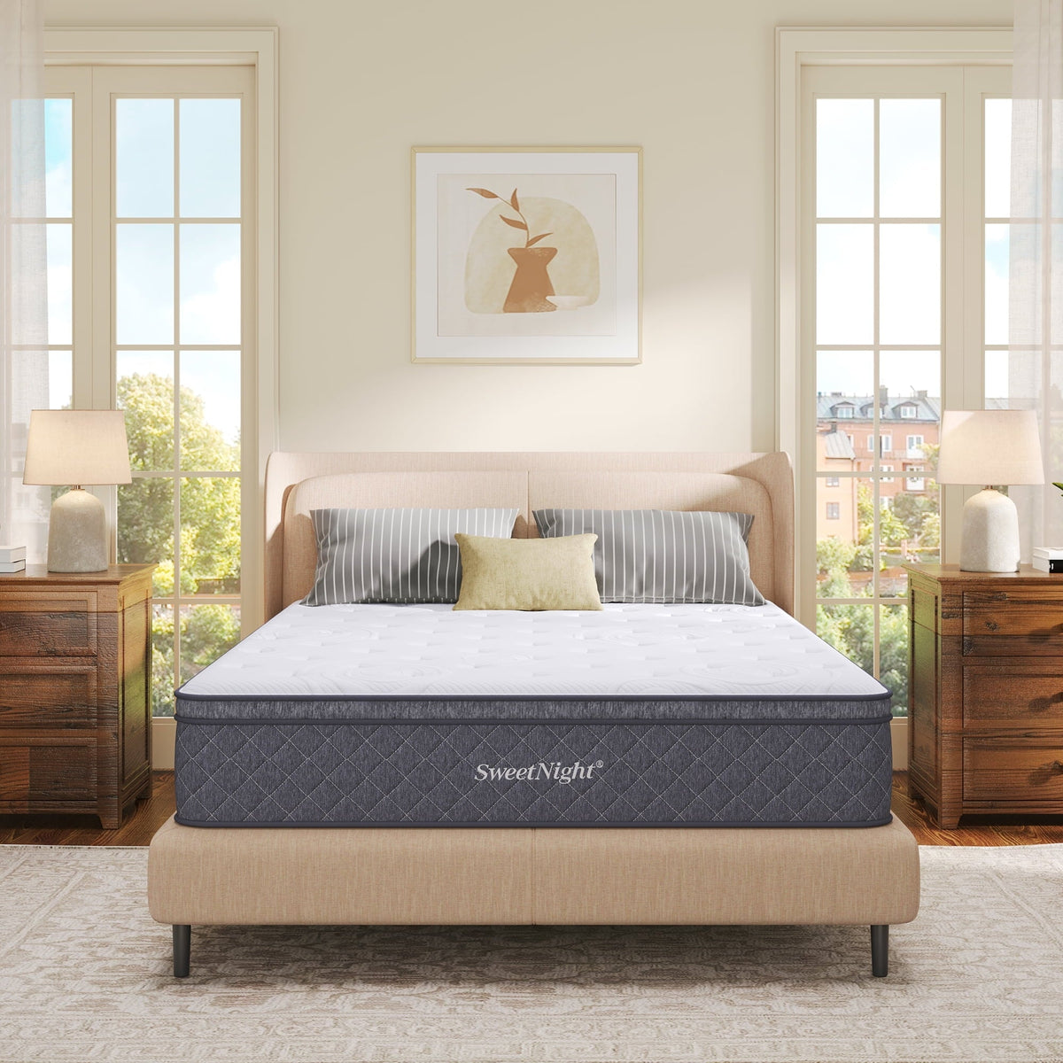 Sweetnight Stratos 10 Memory Foam Pocketed Spring Hybrid Mattress, King Size