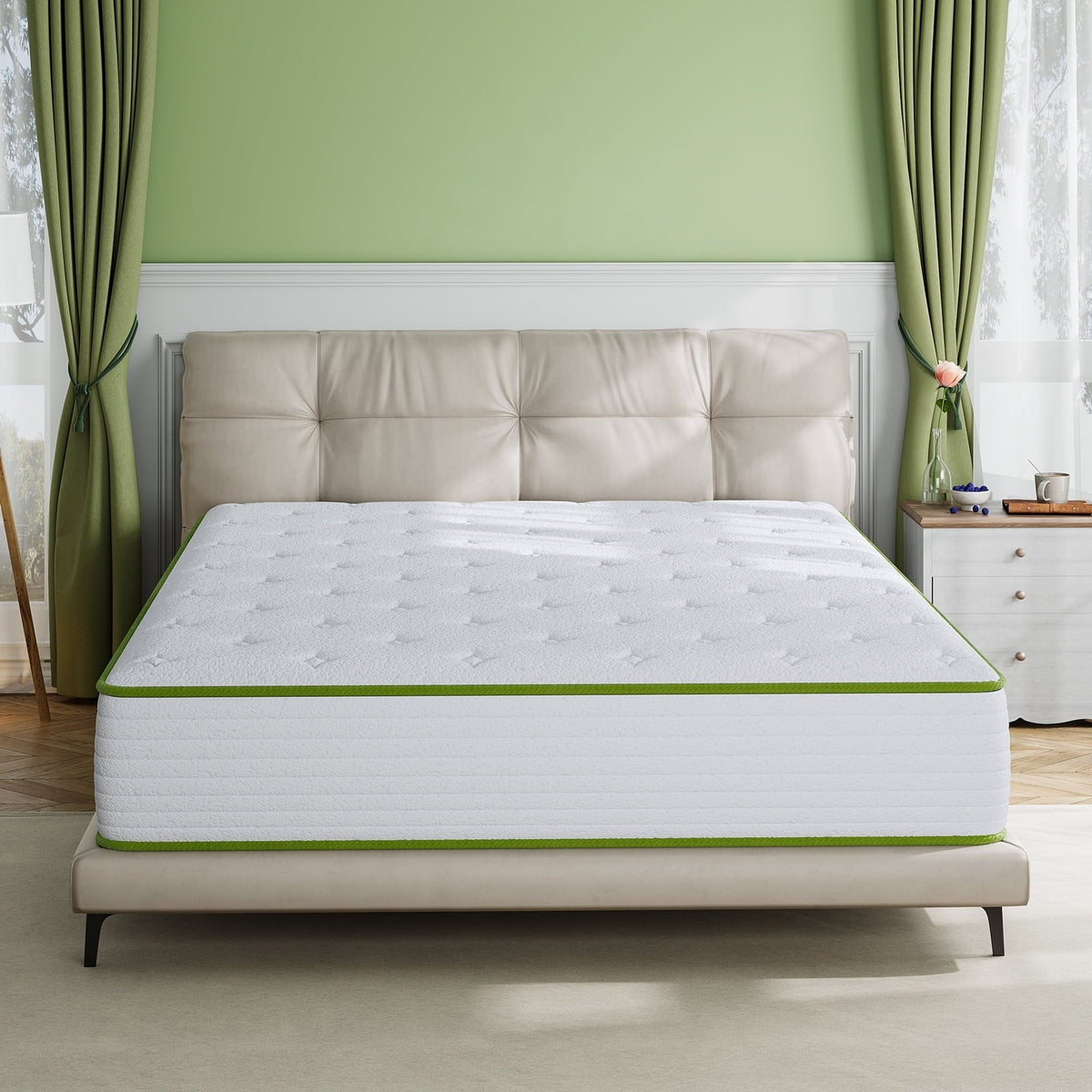 TXO Queen Mattress, 12 Inch Mattress in Lens Box, Gel Memory Foam, Individually Wrapped Pocket Coils Innerspring Mattress, Support & Pressure Relief, Medium Firm Feel