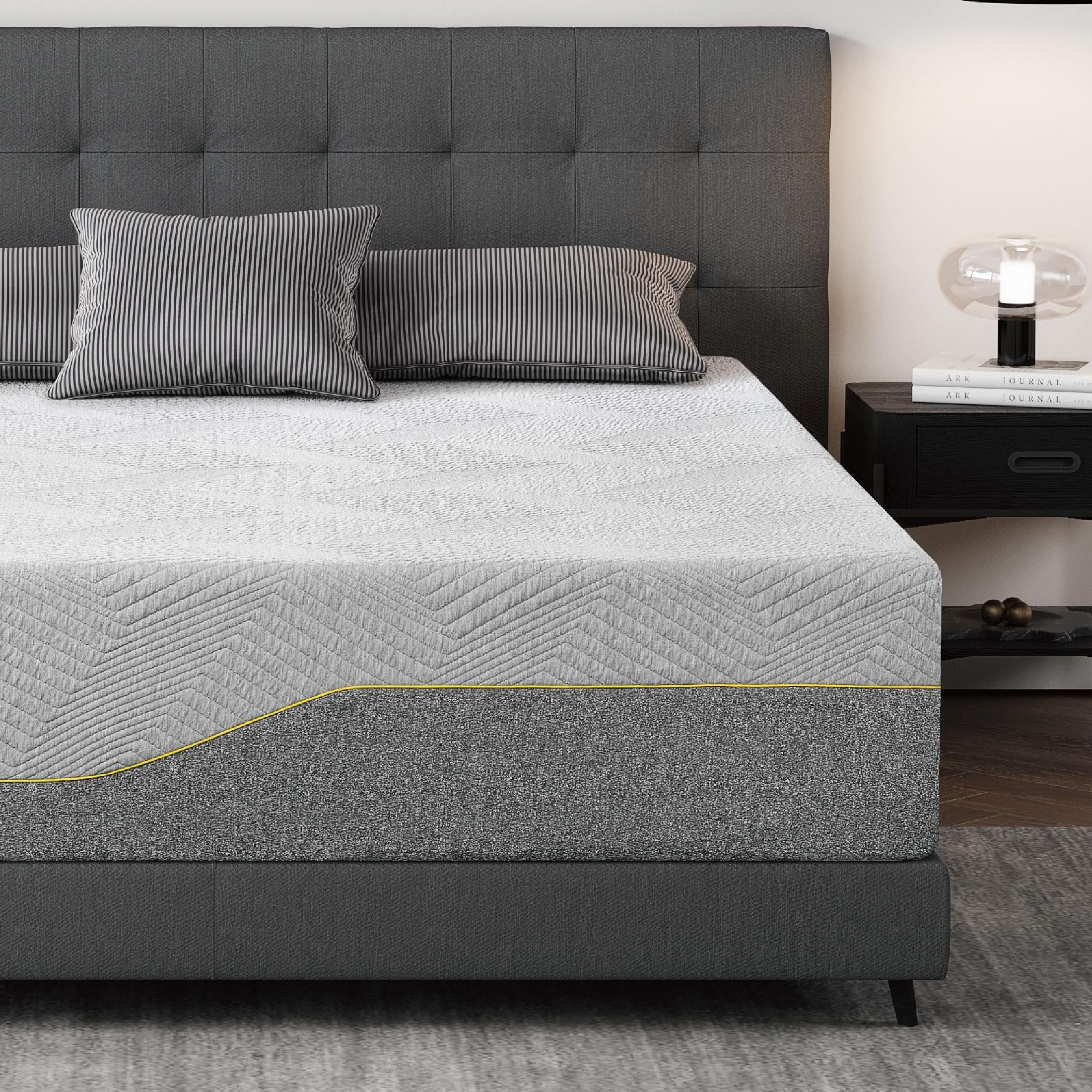 TechForma Lux Grey 14 Twin Memory Foam Mattress, Cooling Gel, Mattress in Lens Box, Medium