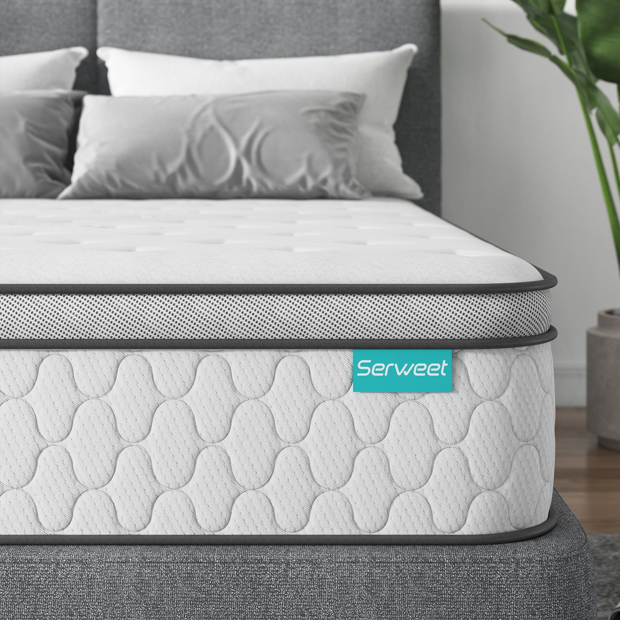 Twin Size Mattress, Serweet 10 Inch Gel Memory Foam Hybrid Mattress in Recorder Box, Fiberglass Free, Breathable Bed Mattress for Cooler Sleep Supportive & Pressure Relief, Medium Firm Feel