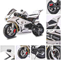 FRP 4 Stroke Pocket Bike 03, Pocket Bike for Kids W/ Strong Dual Brake, Realistic Racing Pocket Rocket Max Speed 20 Mph, Mini Bike Max Weight 165 LB-Ultra Edition, White