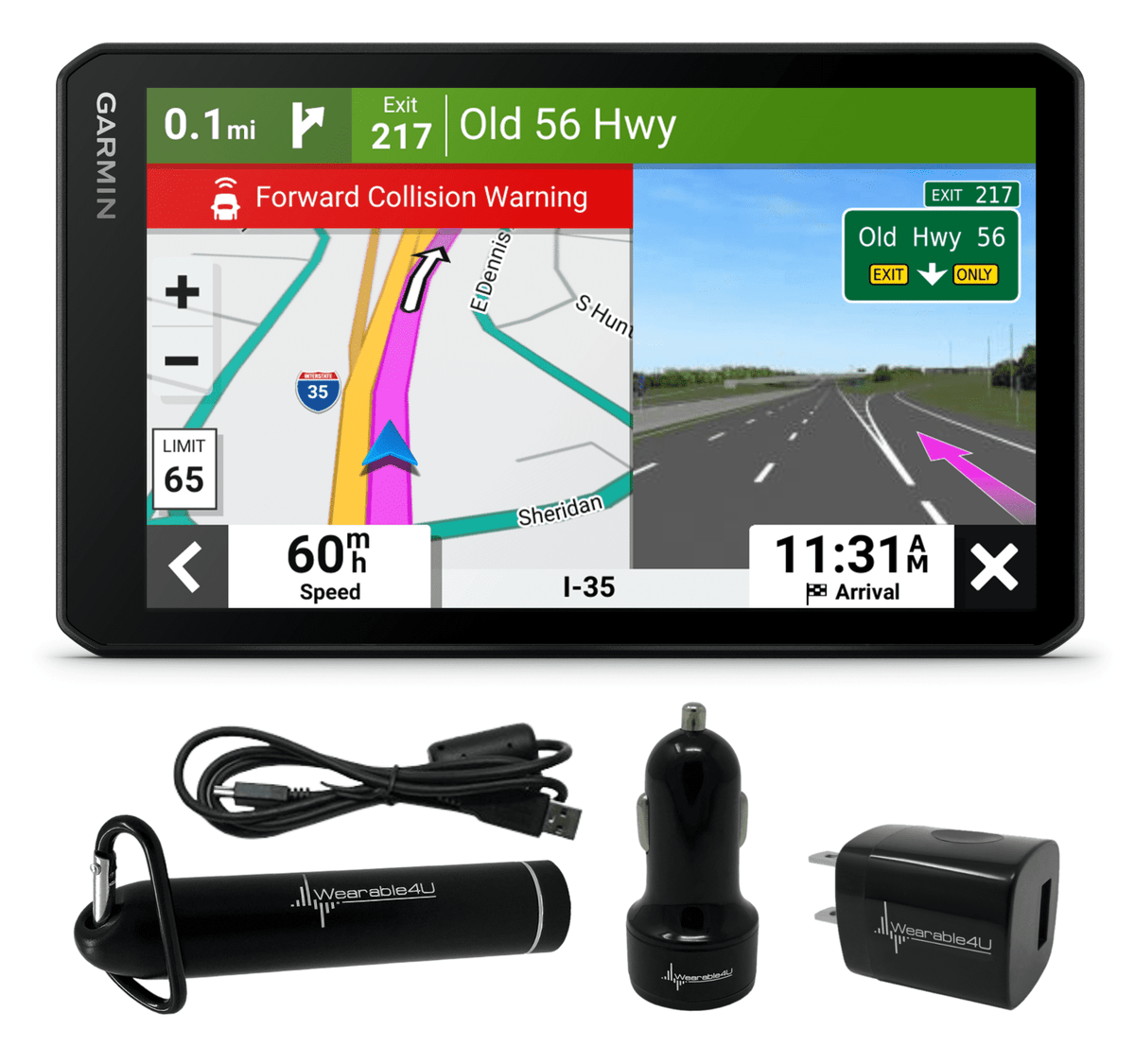 Garmin RV Camcorder 795, Large, Easy-to-Read 7¡± GPS RV Navigator, Built-in , Automatic Incident Detection, Custom RV Routing with Wearable4U Power Pack Bu