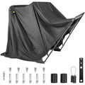Motorcycle Shelter, Waterproof Motorcycle Cover, Heavy Duty Motorcycle Shelter Shed, 600D Oxford Motorbike Shed Anti-UV, 106.3 x41.3 x62.9 Black Shelter Storage Garage Tent w/ Lock & Weight Bag