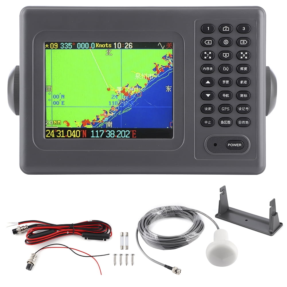 Trosgynnu 5.6in GPS Navigator Color LCD Display Chart Plotter Navigation Supplies for Marine Boat DC 11?35V
