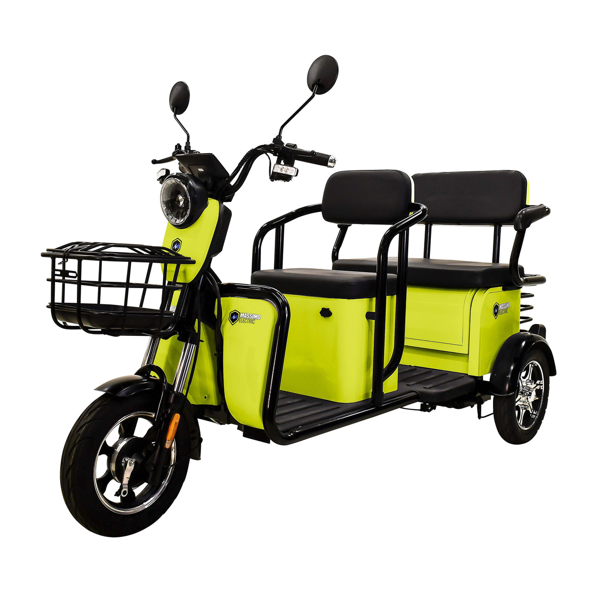 Massimo MGC 800W 3-Seat (Scooter) with Front and Back Storage Golf Cart - Lime