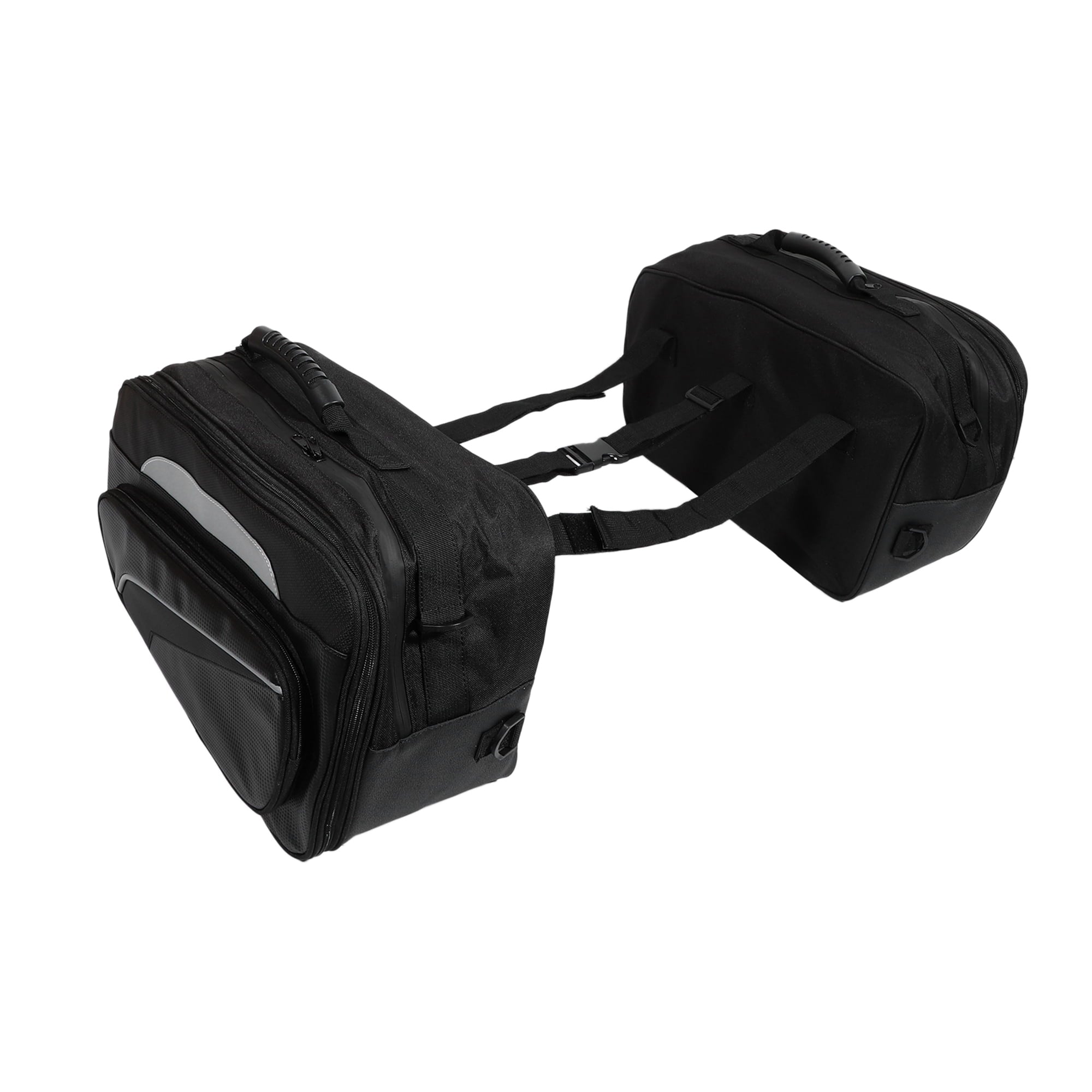Unique Bargains 1 Pair Motorcycle Saddlebag Luggage Bag Adjustable Buckles Faux Leather