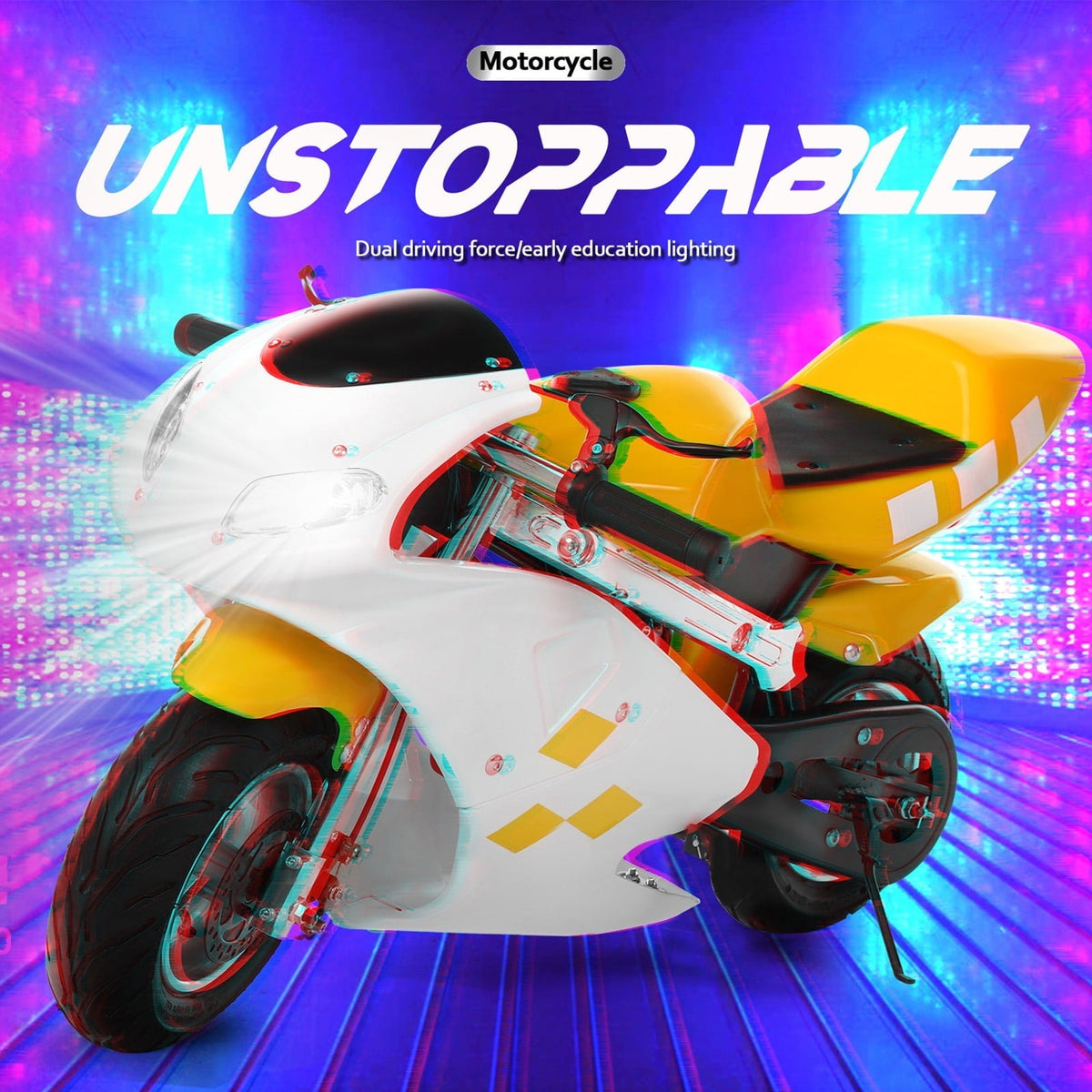 Leadrop 49cc 2 Stroke Pocket Bike, Mini Motorcycle for Kids, Gas Pocket Motorbike with Strong Dual Brake, Racing Max Speed 20Mph, Dual Headlights